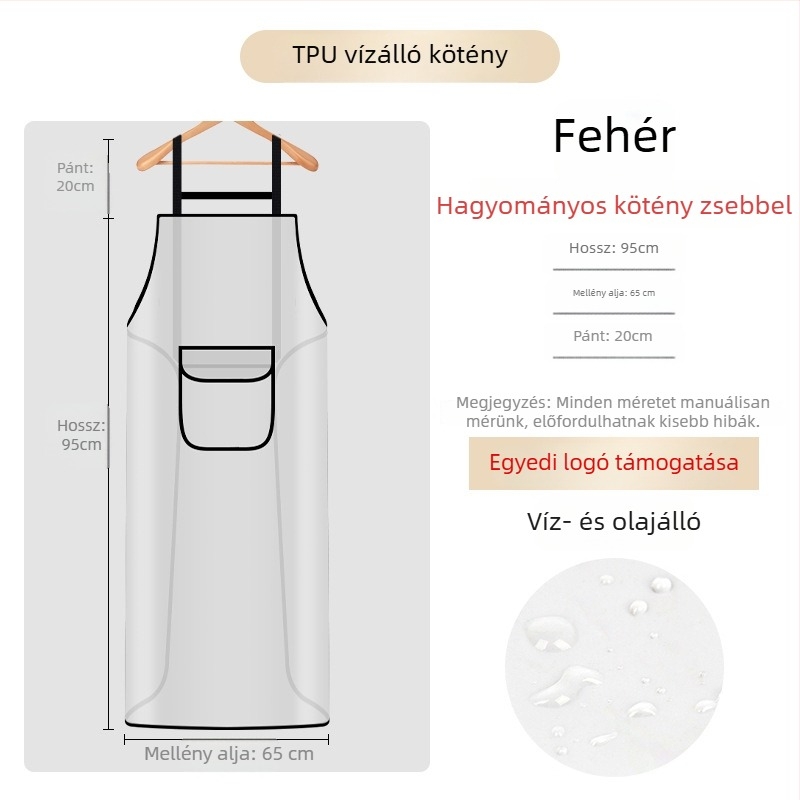 Vízálló és olajálló TPU kötény konyhai és otthoni használatra, átlátszó deréktakaró a kéz törlésére és tengeri termékek előkészítésére.