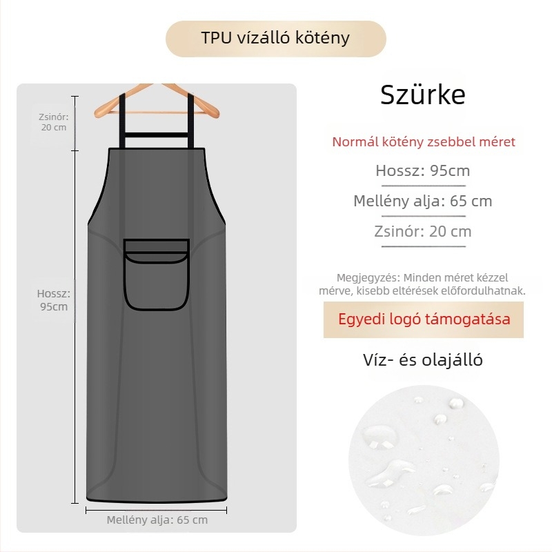 Vízálló és olajálló TPU kötény konyhai és otthoni használatra, átlátszó deréktakaró a kéz törlésére és tengeri termékek előkészítésére.