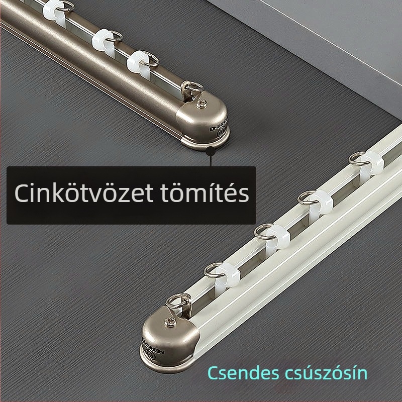 Alumínium ötvözet függöny sín, halk csúszású, dupla sín, fehér, minimalista kialakítás, 6,7 m hosszú.