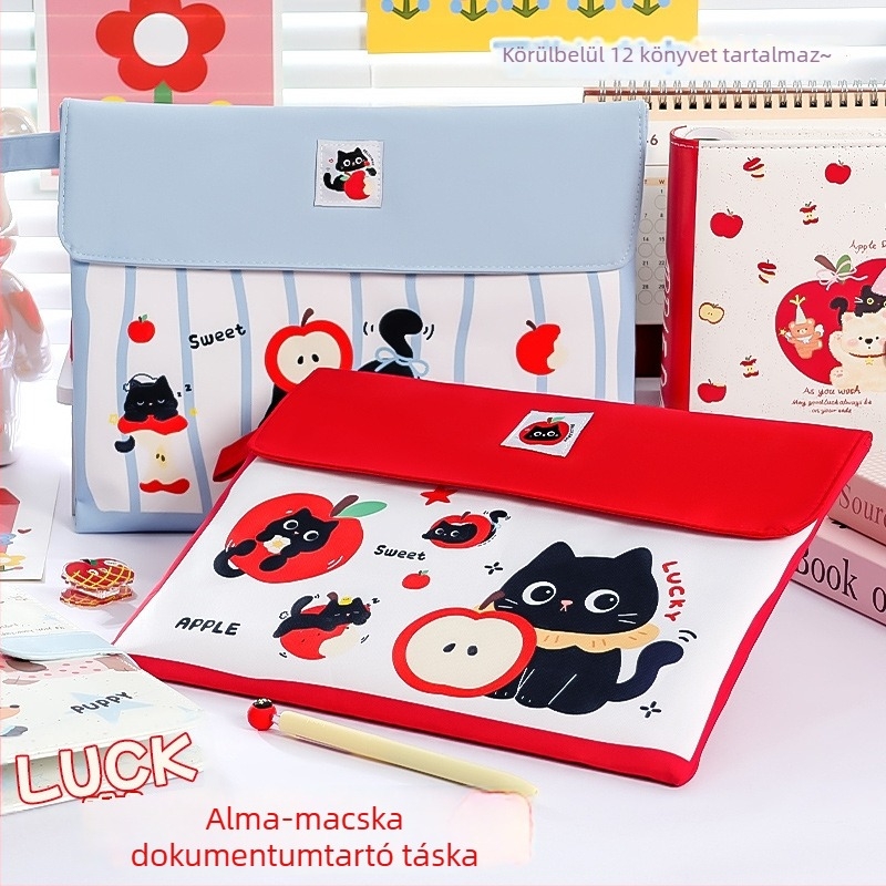 Cuki Apple Kitty dokumentumtáska kézben hordozható, iskolai dolgozatokhoz