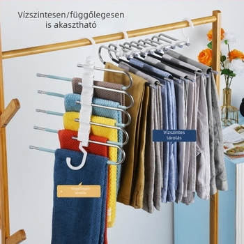 Rozsdamentes acélból készült összecsukható nadrágcsipesz, többszintű teleszkópos tároló, nadrágakasztó nyom nélkül