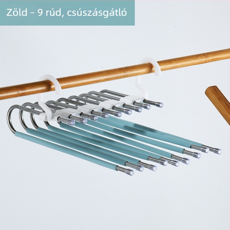Rozsdamentes acélból készült összecsukható nadrágcsipesz, többszintű teleszkópos tároló, nadrágakasztó nyom nélkül
