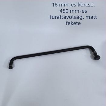 Rozsdamentes acélból készült kilincs üveges zuhanyajtóhoz, matt fekete felülettel, modell A-30, 16 mm körcső, 450 mm furatköz, modern minimalista stílus