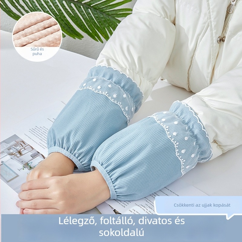 Őszi-téli hímzett csipkés ujjvédők, rövid, foltálló, irodai használatra