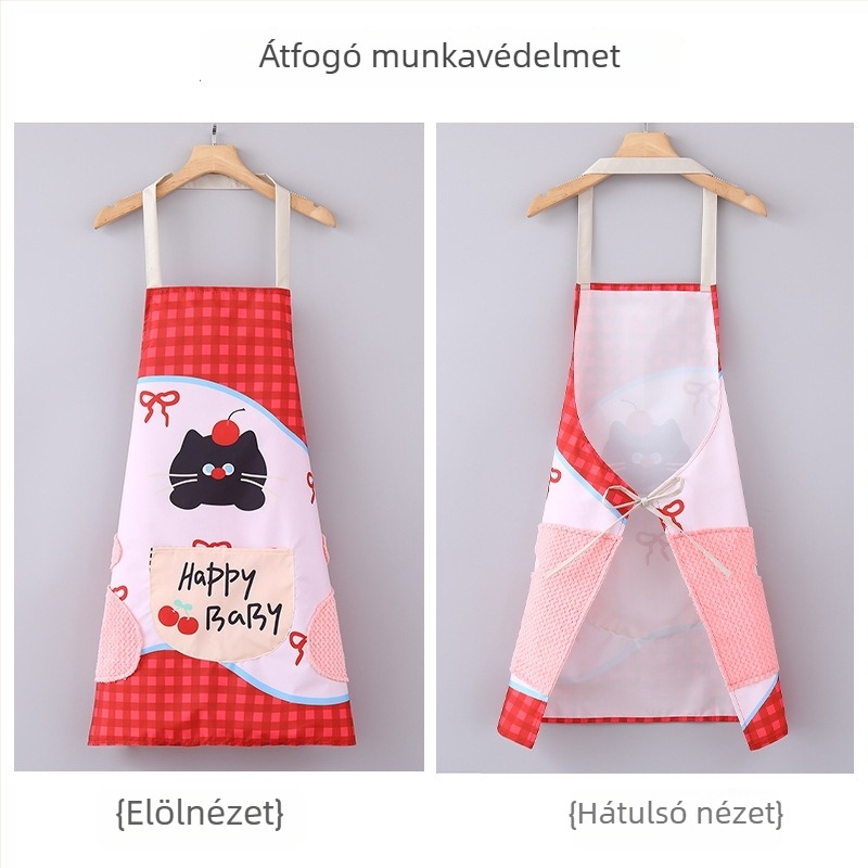 Aranyos halterneck kötény felnőtteknek, vízálló és olajálló konyhai kötény karikatúra mintával, univerzális méret.