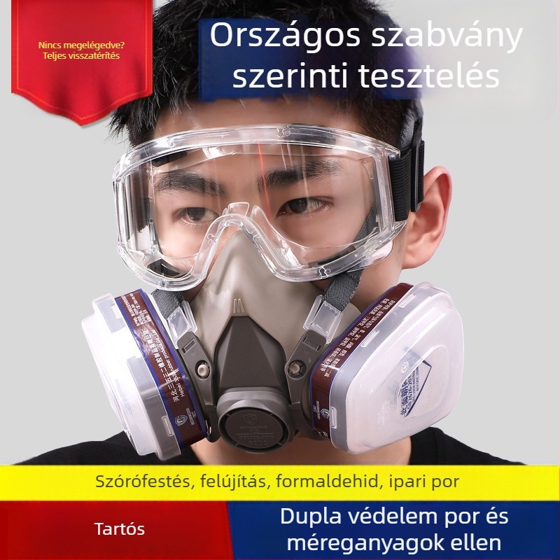 Pine Work 6200 félarcú maszk aktív szénnel a por és vírus védelmére – ipari csiszolás és hegesztés