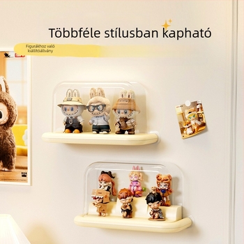 Labubu falra szerelhető figura kiállító doboz átlátszó porvédőfedéllel
