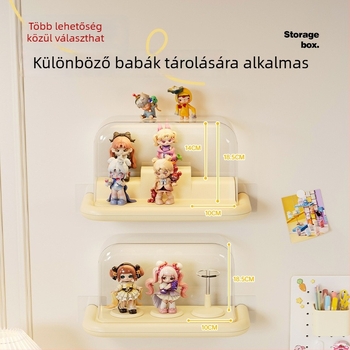 Labubu falra szerelhető figura kiállító doboz átlátszó porvédőfedéllel