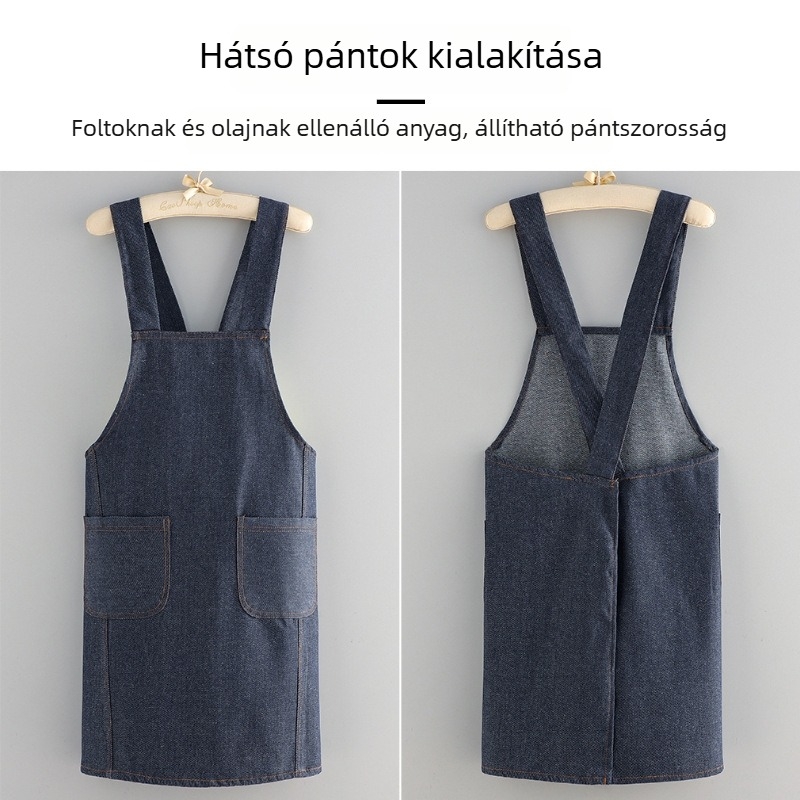 Denim kötény, ujjatlan, olajálló és vízálló, szennyeződésálló, otthoni és éttermi használatra