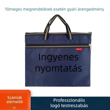 Nyomtatott Oxford vászon dokumentumtáska cipzárral, találkozókhoz, testreszabható logó