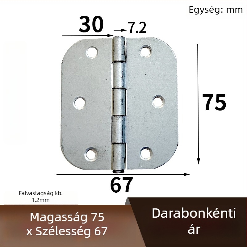 Pillangó pánt vasból, galvanizált felülettel, cink színű bevonattal, hagyományos szekrényajtó pánt, sík nyitás