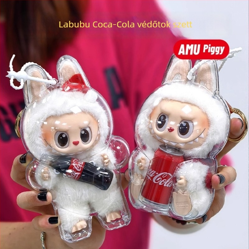 Labubu védőburkolat Coca-Cola vinil babákhoz (1–2. generáció) – védőhéj porvédőfedéllel