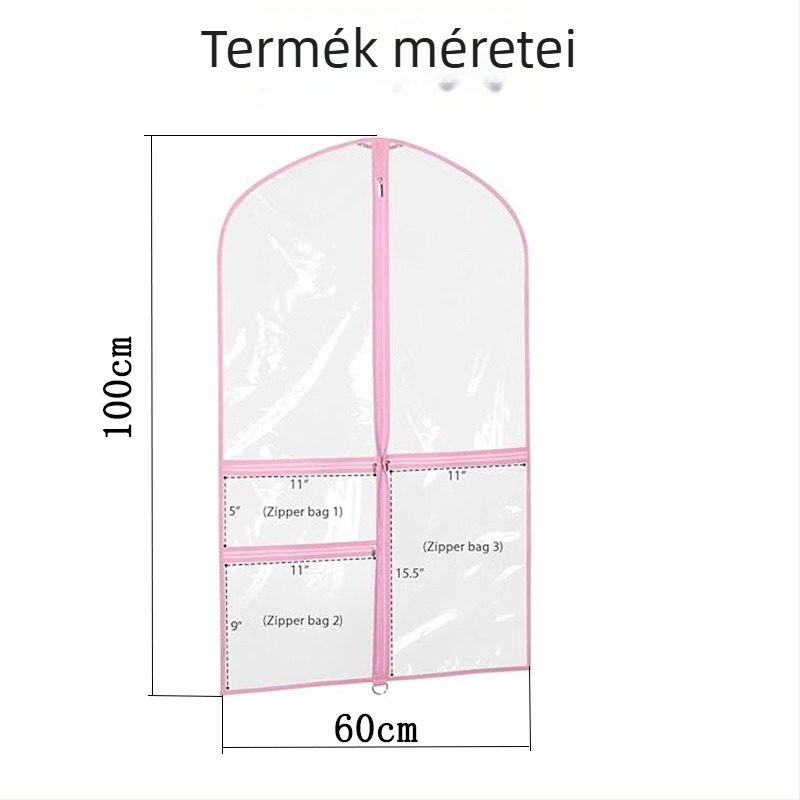 Átlátszó PVC porvédő gyerekruhákhoz, több zsebbel, ideális táncos szoknyák és öltöny készletek védelmére