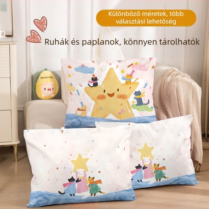 Gyerekeknek szóló paplan- és ágyneműtároló táska, ruházati szervező