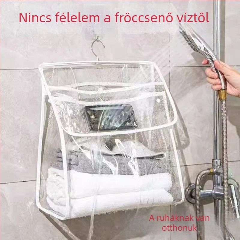 Átlátszó, vízálló falra szerelhető tároló táska fürdőszobába és ruhásszekrénybe