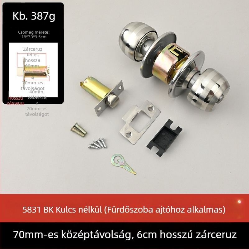 Kulcs nélküli gömb alakú ajtózár belső használatra – univerzális otthoni alkalmazás, alkalmas hálószobára és fürdőszobára