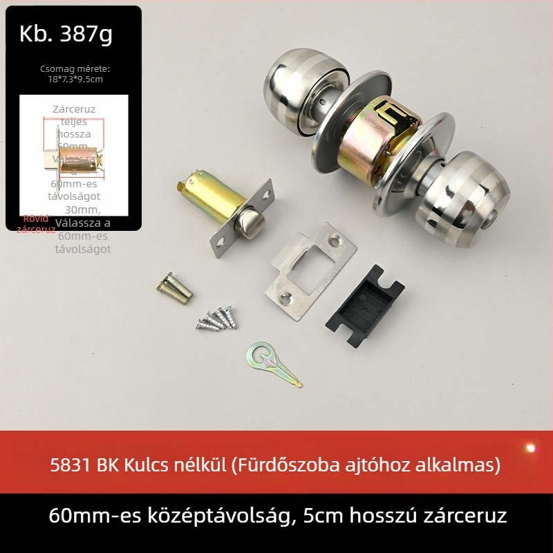 Kulcs nélküli gömb alakú ajtózár belső használatra – univerzális otthoni alkalmazás, alkalmas hálószobára és fürdőszobára