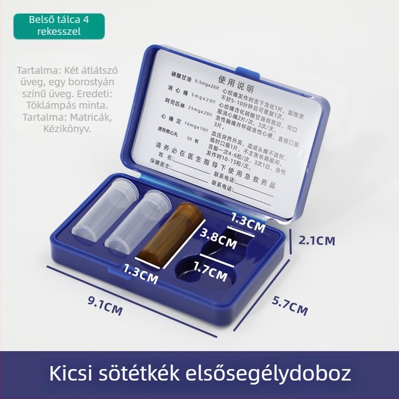 Hordozható sürgősségi gyógyszeres doboz szív-egészségre, osztott rekeszekkel