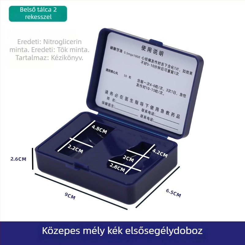 Hordozható sürgősségi gyógyszeres doboz szív-egészségre, osztott rekeszekkel