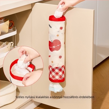 Falra szerelhető konyhai szemeteszsák tároló Velcro-hálós zsebbel, nagy kapacitás