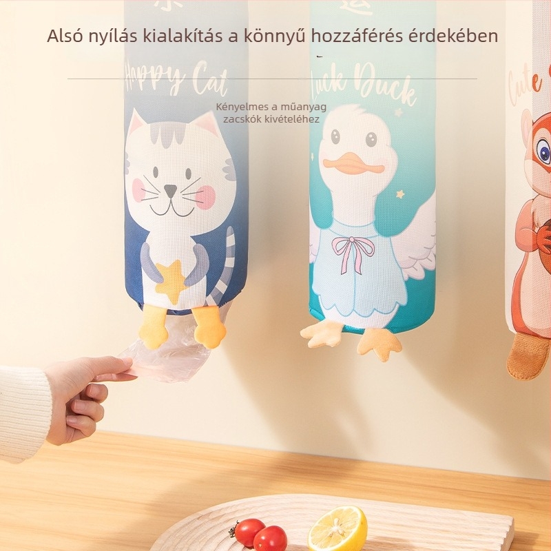Fali akasztós műanyag zacskó rendező – konyhai és bevásárló zacskókhoz