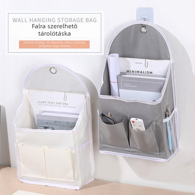 Falra szerelhető textil tároló tasak – kollégiumi szobai szervező