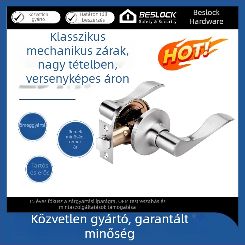 Testreszabható alumínium ötvözet ajtózár fogantyúval, hárompontos zár, hálószoba ajtókhoz, csendes és lopás elleni.