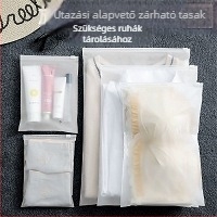 Utazási tároló táskák készlet — átlátszó, vízálló, porálló zipzáras tasakok ruhákhoz, cipőkhöz és fehérneműkhöz