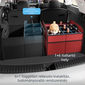 Autóhátsó csomagtartó tároló doboz, többfunkciós összecsukható szervező, nagy kapacitás