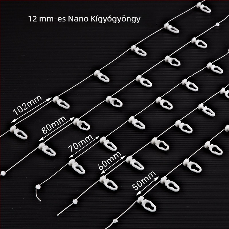 Nano kígyó függöny gyöngyök — fehér műanyag gyöngyök, 60/70/80 mm, 100 m tekercsenként, 6 tekercs a dobozban