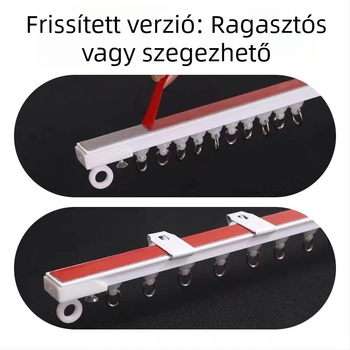 Fúrás nélküli, kettős felhasználású függönyfutósín ragasztóval vagy szöggel szerelt; oldalsó felső ajtófűggönyhöz nano-rúd elválasztó sín
