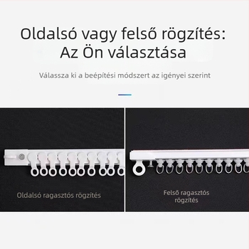 Fúrás nélküli, kettős felhasználású függönyfutósín ragasztóval vagy szöggel szerelt; oldalsó felső ajtófűggönyhöz nano-rúd elválasztó sín
