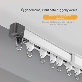 Alumínium ötvözetű függöny sín teleszkópos rúddal, csendes egysoros sín, oldalsó vagy felső rögzítés