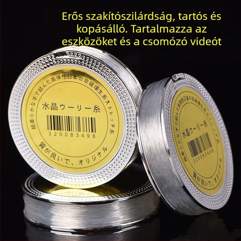 Rugalmas gyöngyfűző zsinór karkötőkhöz – átlátszó, kerek kristályos zsinór ékszerkészítéshez