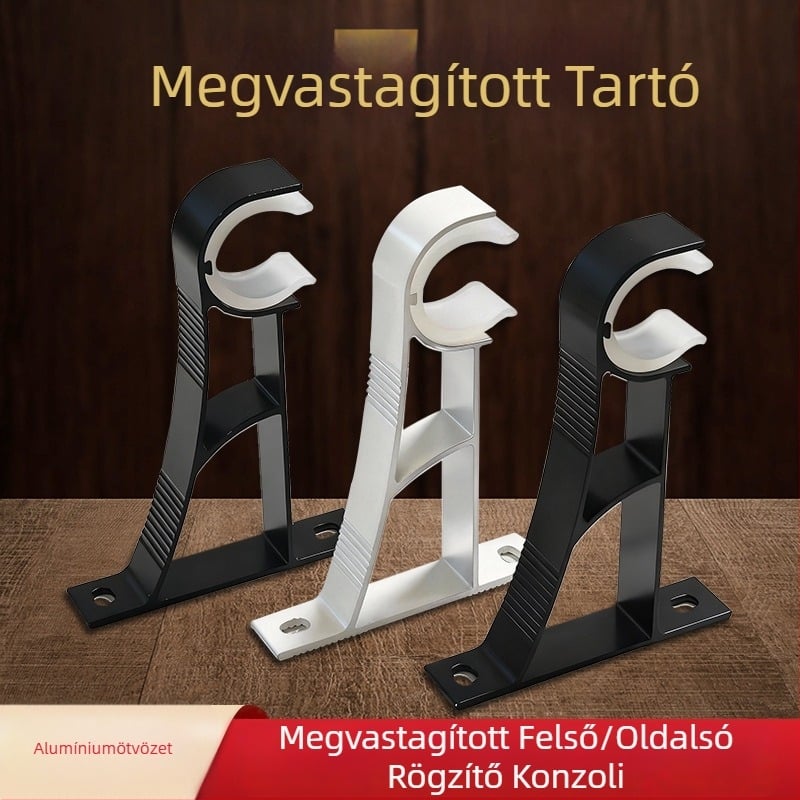 Teherbíró alumínium ötvözetű függönyrúdszegély tartó, rögzítő csat, stabil egylábas konzol