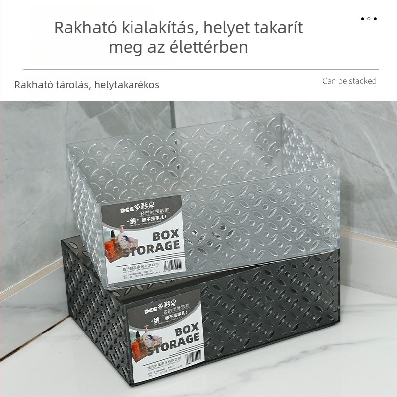 Muji-stílusú átlátszó akril asztali tároló doboz bőrápolási termékekhez és egyéb apróságokhoz, étkezőasztalra és kávézóasztalra
