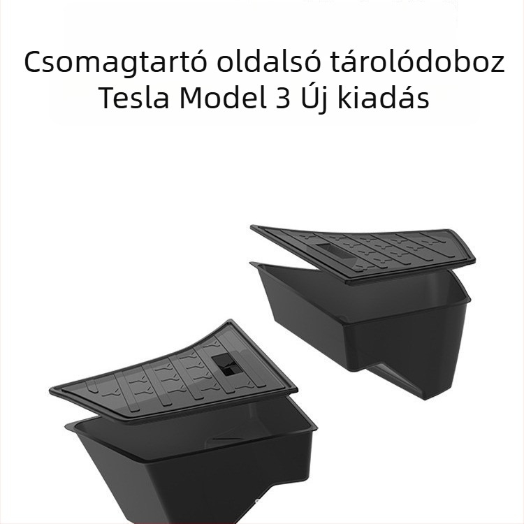 Tesla Model 3 (új verzió) csomagtartó rendező, oldalsó poggyász-tároló doboz, belső tároló, vízálló TPE, fogantyúval