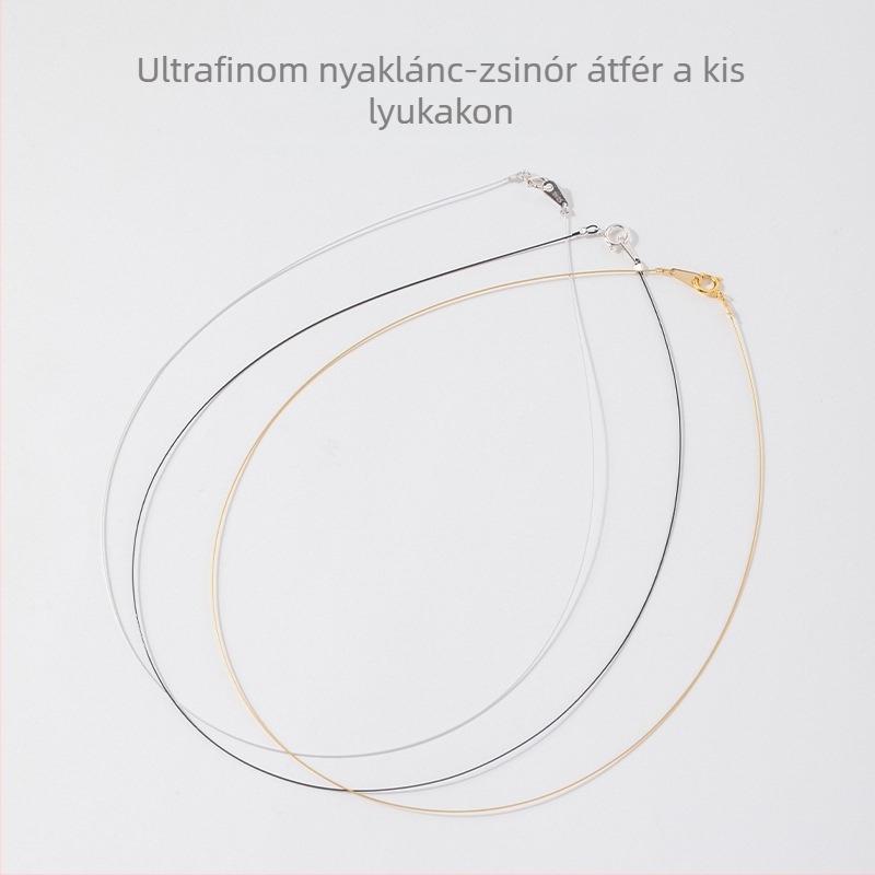 Ultra vékony egyszemélyes gyöngyös nyaklánc/ karkötő zsinórral, zár 925-ös ezüst; zsinór, acéldrót és horgászszál; átvezethető kis lyukakon; félkész termék