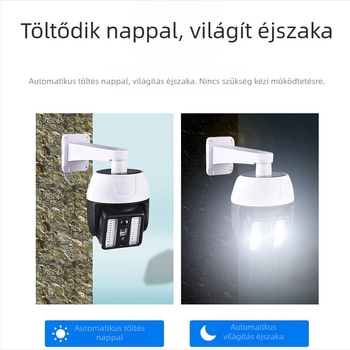 Napelemes kültéri falikar mozgásérzékelővel és CCTV-szimulált kamerával, IP65 vízálló