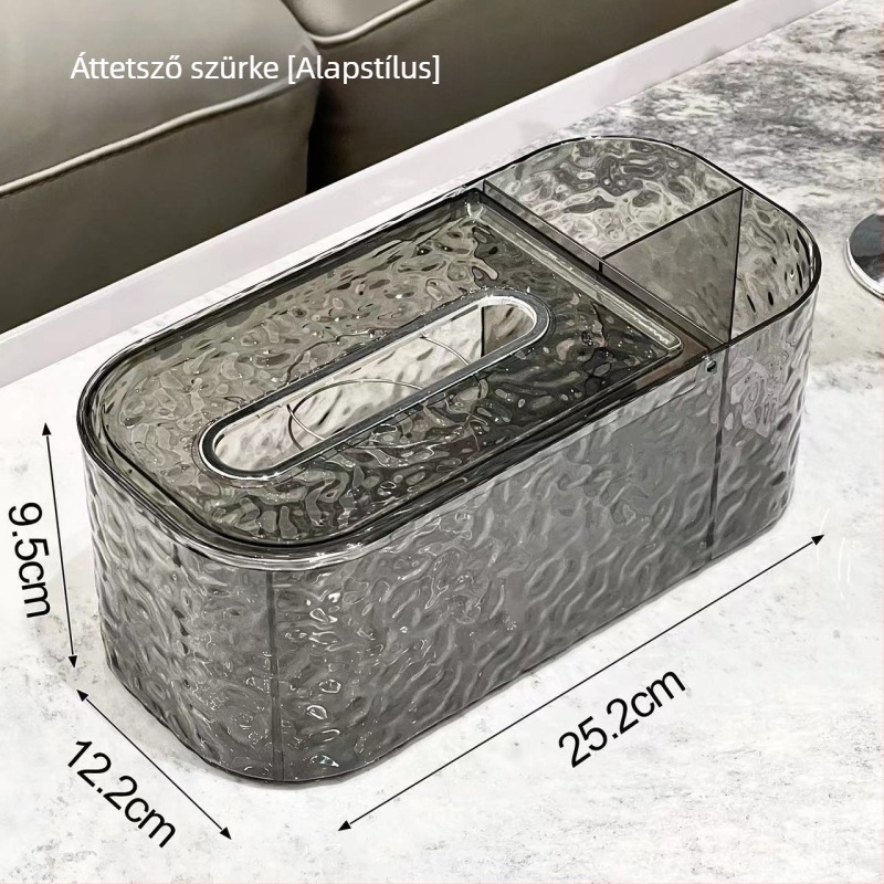 Nyúl-jég mintájú papírtörlő tartó, átlátszó vízhullám mintával, modern minimalist stílusú asztali tároló
