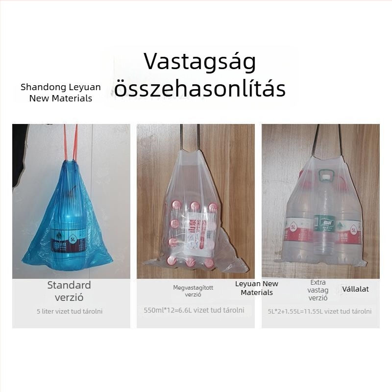 Sűrített szemeteszsák kötéllel záródó, hordozható, automatikus zárás, otthoni használatra