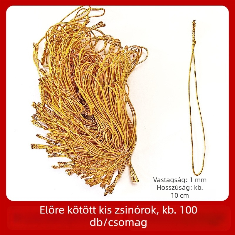 Vörös kis kötélszál címkékhez, dekoratív DIY kötött zsinór, No. 72 jade szál, 100 db/csomag