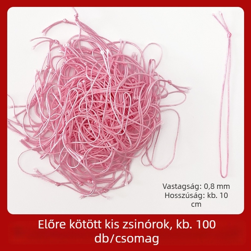 Vörös kis kötélszál címkékhez, dekoratív DIY kötött zsinór, No. 72 jade szál, 100 db/csomag