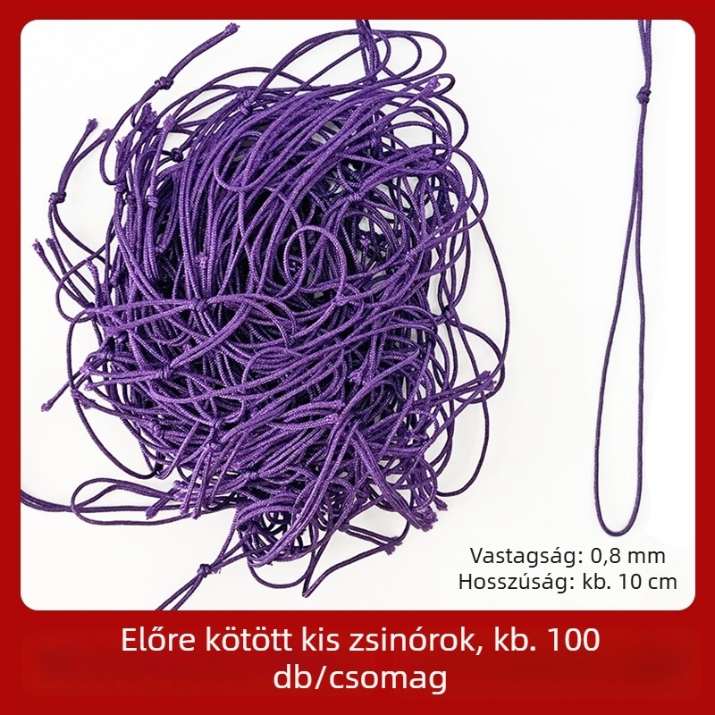 Vörös kis kötélszál címkékhez, dekoratív DIY kötött zsinór, No. 72 jade szál, 100 db/csomag