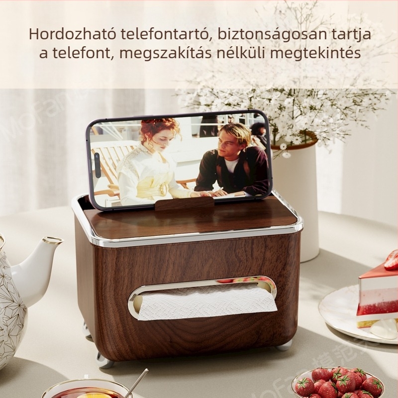 Asztali zsebkendő-tároló távirányítóval, vintage stílusú dohányzóasztalhoz, nappaliba és hálószobába
