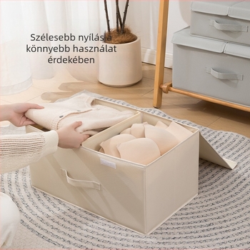 Textil ruhatároló doboz osztókkal, 35 literes kapacitású gardrób rendező