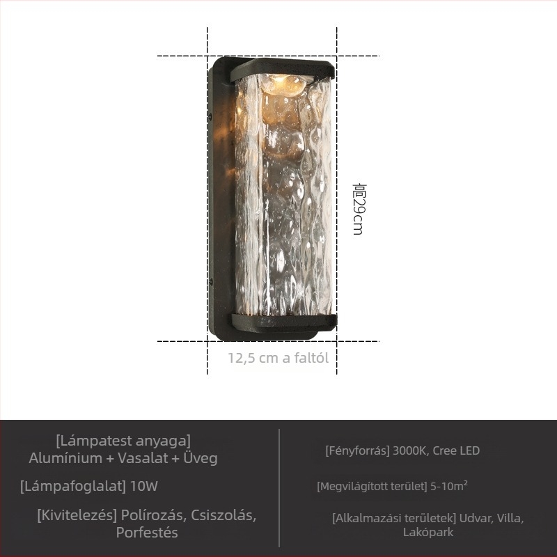 Kültéri LED falikar IP54, melegfehér 3000K, alumíniumötvözet, bejárat, erkély és udvar számára