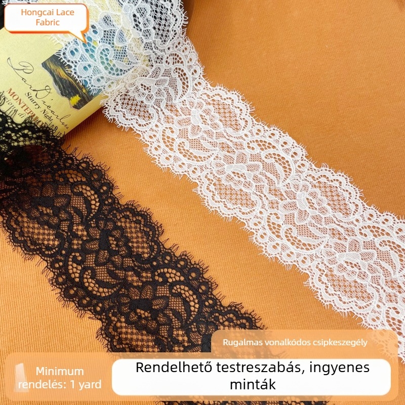 Mikro-elasztikus csipkés szegély, 8 cm, pizsamához, dekoltázshoz és ruhaszegélyhez, női ruházati kiegészítő
