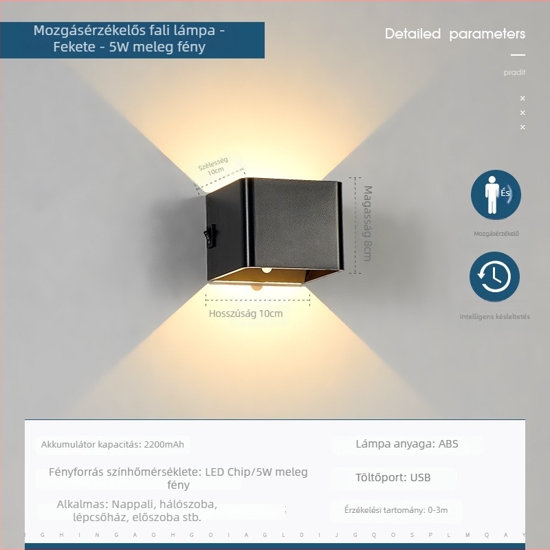 Mágneses fali lámpa töltés-szenzorral, fúrás és vezetékek nélkül, hotel szobákhoz és hálószobákhoz