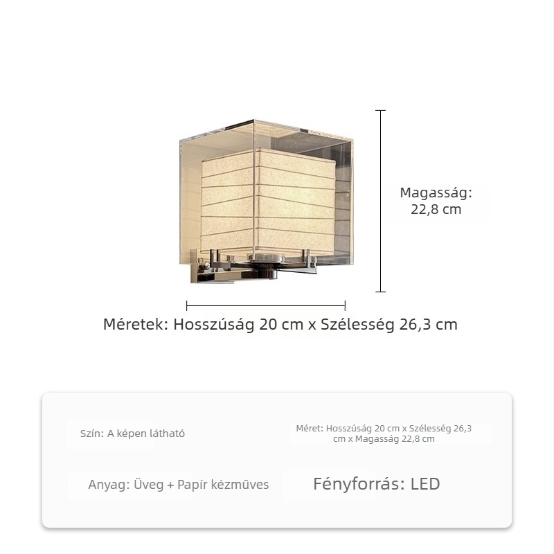 Designer-stílusú falikar japán minimalist stílusban, nappalira és hálószobára, üveg falikar